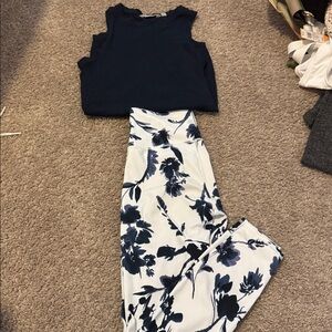 Athleta Navy Floral Legging and navy top